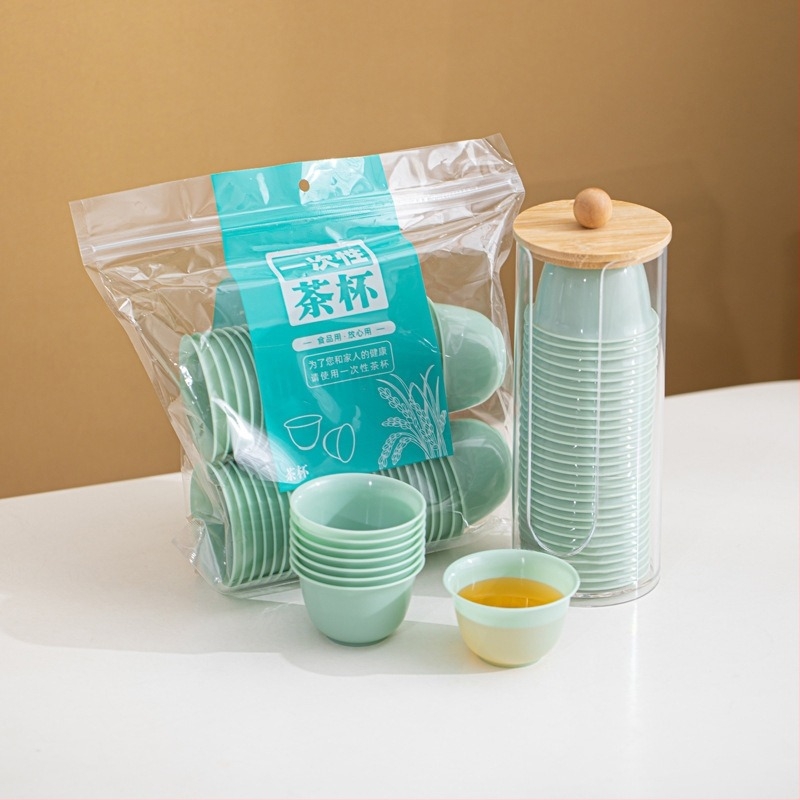 Set Gongfu čajnih šalice, materijal rižina ljuska, biološki razgradivo, oblik šalice, 40 komada u pakiranju, porijeklo: Kina