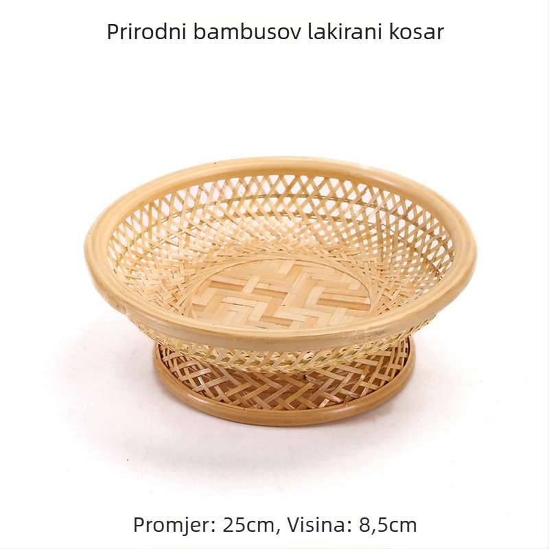 Košara za voće od bambusa, ručno izrađena, pletena, lakirana u vintage stilu