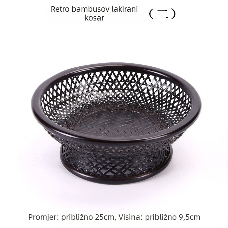 Košara za voće od bambusa, ručno izrađena, pletena, lakirana u vintage stilu
