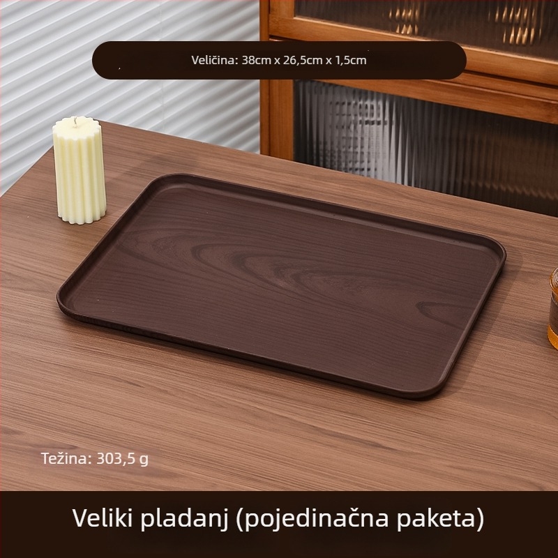 Pravokutni plastični pladanj za čaj i deserte, PP materijal, površina premazana sprejem
