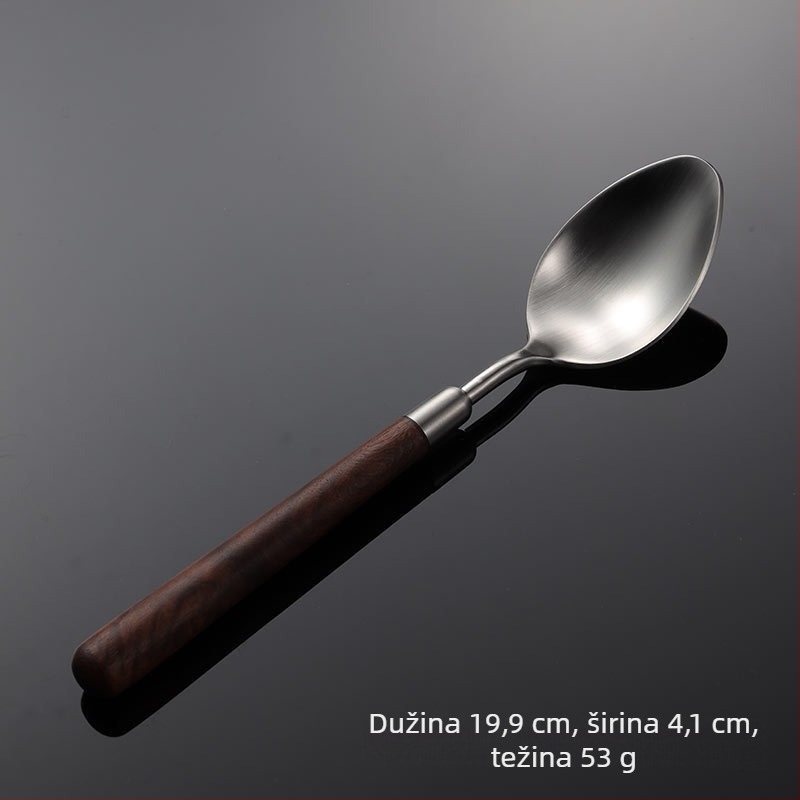 Set pribora od 304 nehrđajućeg čelika zapadnog stila: nož, vilica, žlica; ogledni sjaj; moderan jednostavan dizajn; mogućnost tiska logotipa i prilagodbe