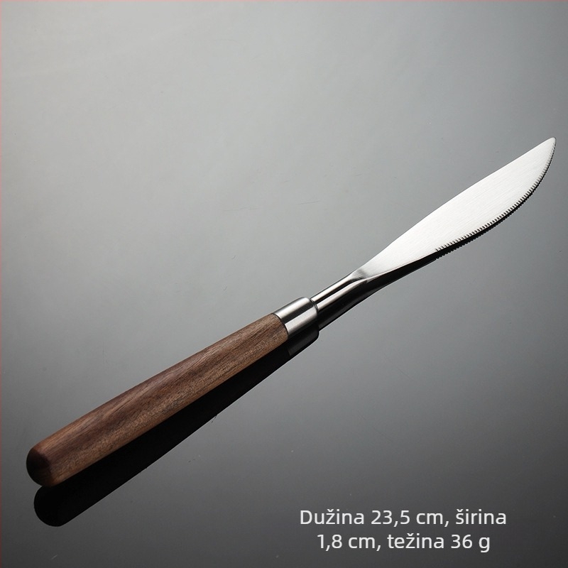 Set pribora od 304 nehrđajućeg čelika zapadnog stila: nož, vilica, žlica; ogledni sjaj; moderan jednostavan dizajn; mogućnost tiska logotipa i prilagodbe