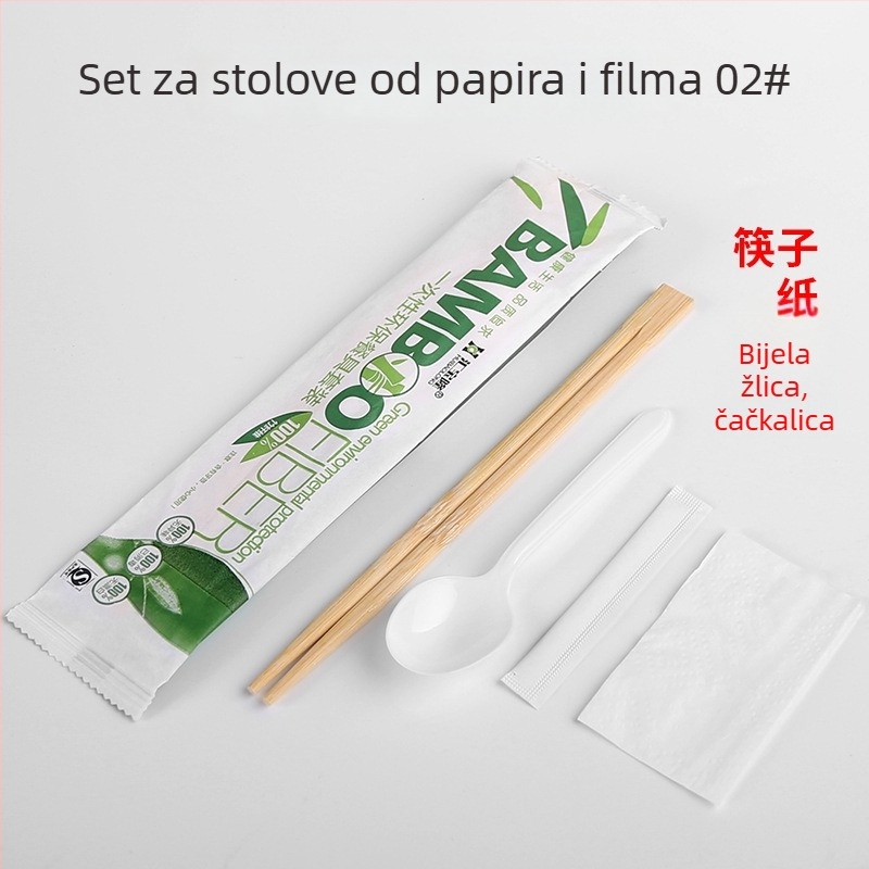 Jednokratni bambusov set pribora za restorane — četiri u jednom: žlica i štapići, odvojeni bambus štapići, mogućnost prilagodbe