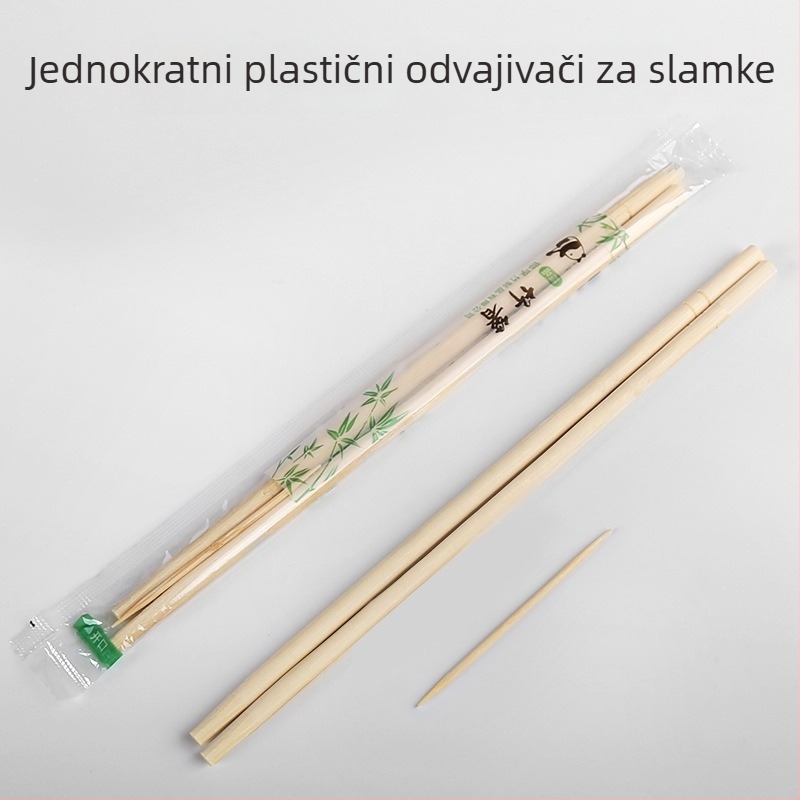 Jednokratni bambusov set pribora za restorane — četiri u jednom: žlica i štapići, odvojeni bambus štapići, mogućnost prilagodbe