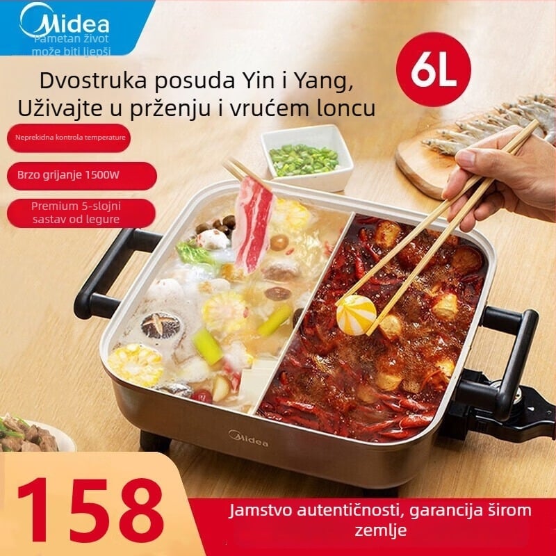 Midea MC-DY3030Easy102 Električni lonac za kuhanje na struju, kućna verzija, 6 L, 220 V, 1201–1500 W, jednostrano grijanje, pogodan za 5–6 osoba