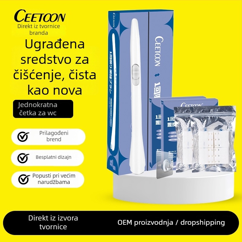 Jednokratna četkica za WC – samoodrživa, s glavom za zamjenu i toaletnim sredstvom (Ceetoon, Bh-001, Plastika, Moderan minimalistički stil)