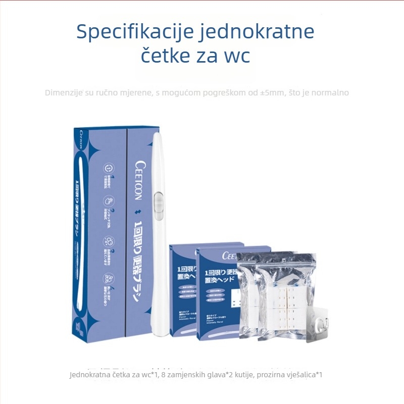 Jednokratna četkica za WC – samoodrživa, s glavom za zamjenu i toaletnim sredstvom (Ceetoon, Bh-001, Plastika, Moderan minimalistički stil)