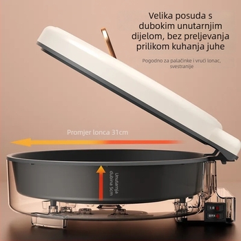 Višefunkcionalni električni palačinkovač s dvostranim grijanjem, veliki kapacitet za 2–3 porcije, 900–999 W, ne-prijanjajuća površina, kućište od nehrđajućeg čelika
