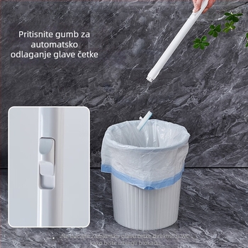 Jednokratni set četki za WC s 12 glavica, uključuje sredstvo za čišćenje, dugačak držač