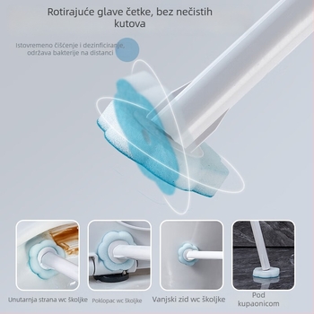 Jednokratni set četki za WC s 12 glavica, uključuje sredstvo za čišćenje, dugačak držač