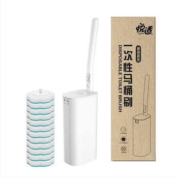 Jednokratni set četki za WC s 12 glavica, uključuje sredstvo za čišćenje, dugačak držač