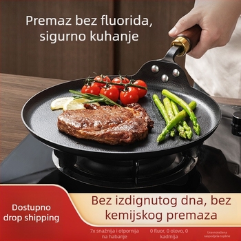 Željezna tava s neprijanjivim premazom, plosnata tava za palačinke, model AJBTA, bez poklopca