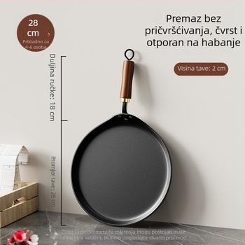 Željezna tava s neprijanjivim premazom, plosnata tava za palačinke, model AJBTA, bez poklopca