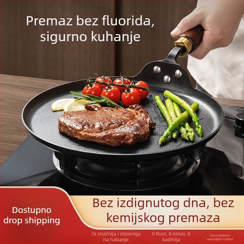 Željezna tava s neprijanjivim premazom, plosnata tava za palačinke, model AJBTA, bez poklopca