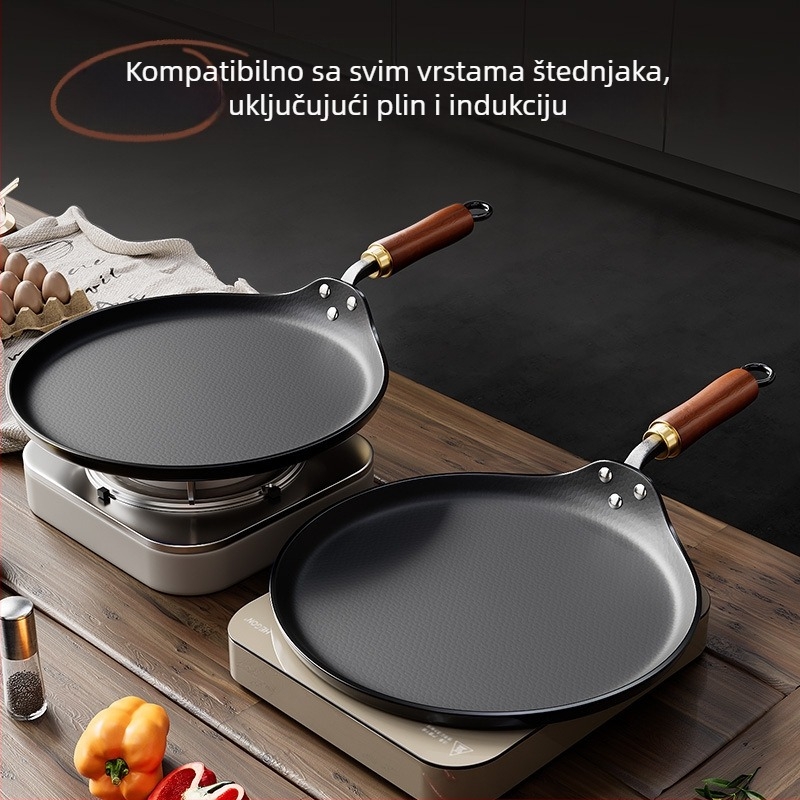 Željezna tava s neprijanjivim premazom, plosnata tava za palačinke, model AJBTA, bez poklopca