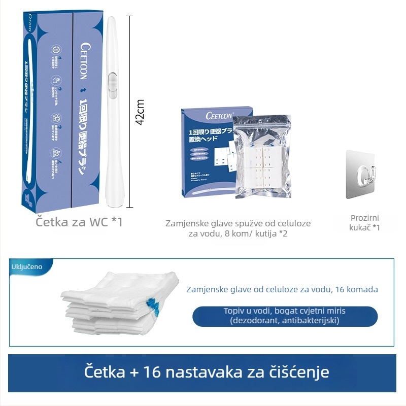 Ceetoon Set četke za zahod s zamjenjivim glavama, plastika, moderni minimalistički stil