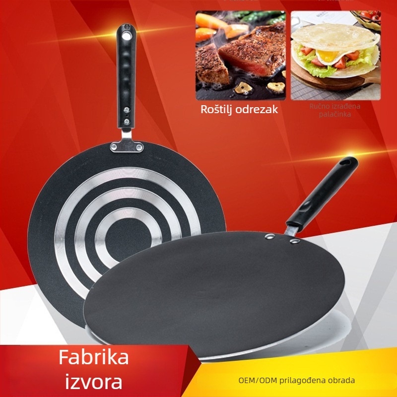 Tava za palačinke, debeli aluminij, neprijanjivo premazana, kompatibilna s plinskim štednjakom, odvojiva drška, model 30