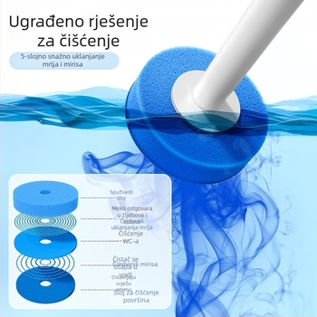 Zidna jednorazna četka za WC s zamjenjivom glavom i bez mrtvih kutova