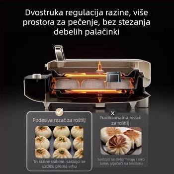 Električna tava za pečenje s dvostrukim grijanjem, uklonjiva i lako se čisti, mikroprocesorsko upravljanje, 1800W, 220V