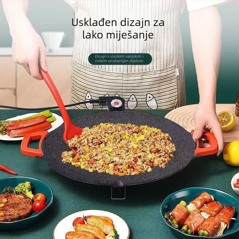 Korejskog stila višenamjenska električna gril tava, okrugla, aluminijska, bezdimna, s neprijanjajućom prevlakom