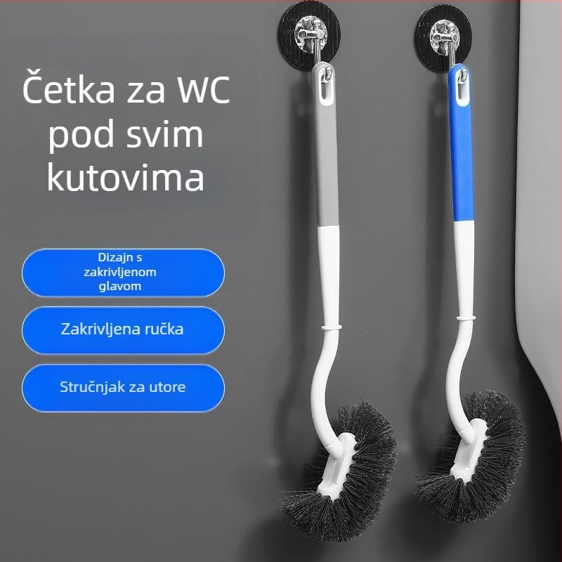 Četka za zahod, plastična, zidna montaža, duga drška, mekane dlačice