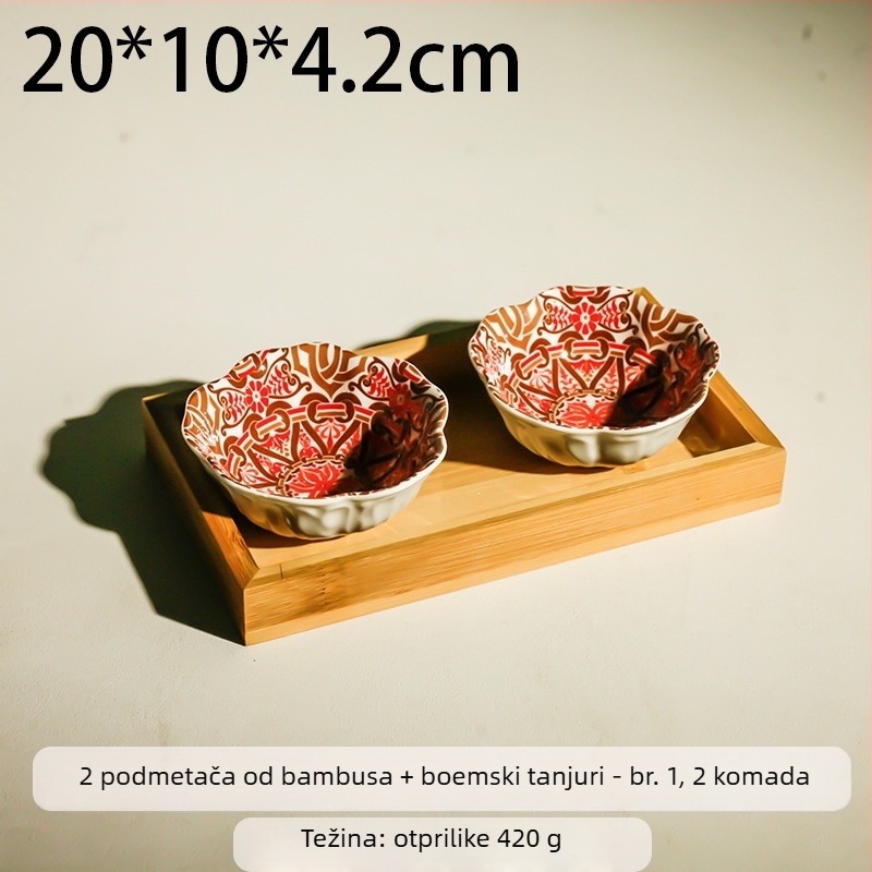 Porcelanski podijeljeni tanjur za voće, pastoralni stil, lagani luksuz retro, otisnut uzorak