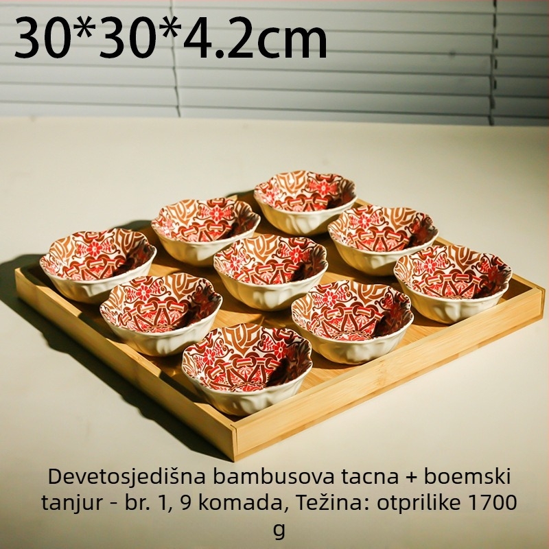 Porcelanski podijeljeni tanjur za voće, pastoralni stil, lagani luksuz retro, otisnut uzorak