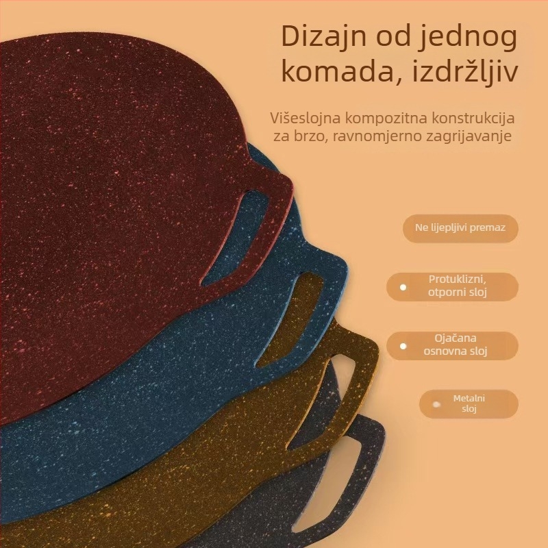 Prijenosna okrugla ploča za teppanyaki od lijevanog željeza, korejskog stila, protivljepljiva površina