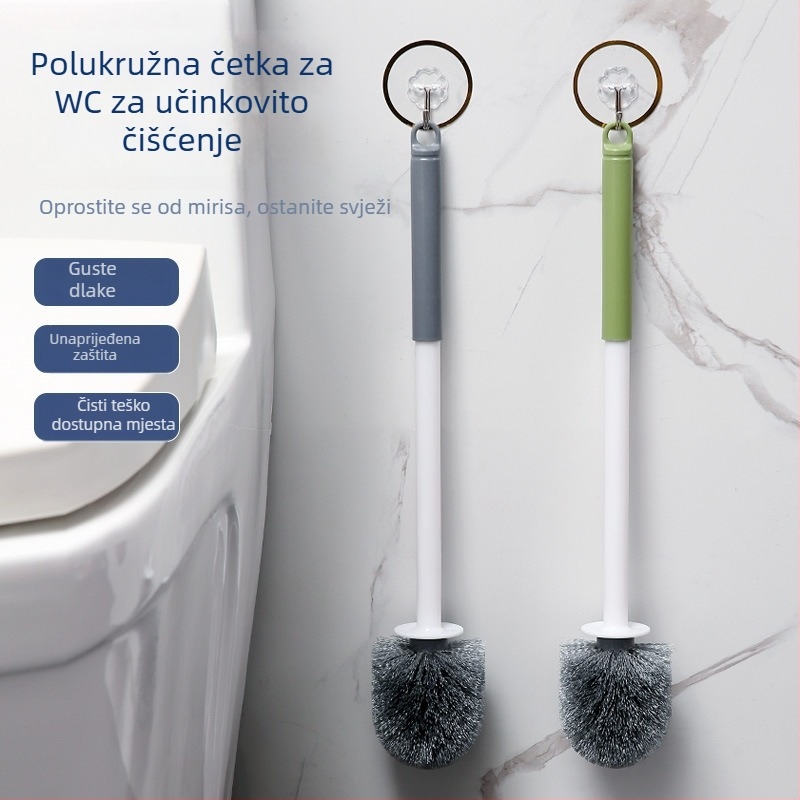 Četka za WC s okruglom glavom, mekani vlakna, dizajn bez mrtvih kutova, plast, 95 g, marka Yibeijia
