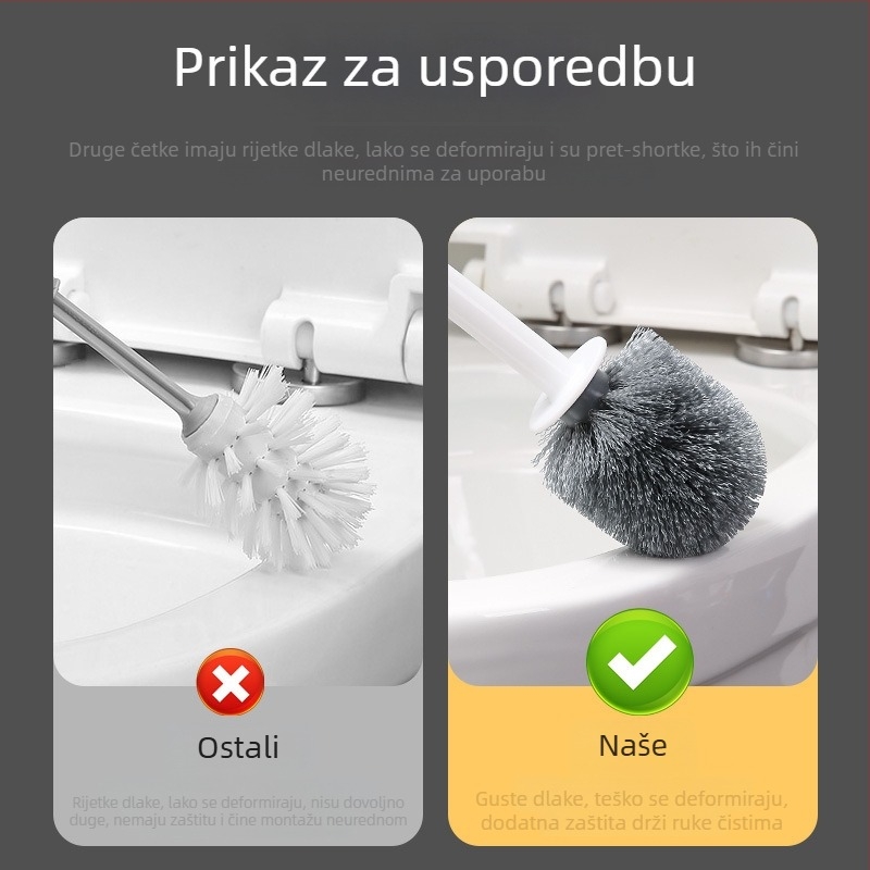 Četka za WC s okruglom glavom, mekani vlakna, dizajn bez mrtvih kutova, plast, 95 g, marka Yibeijia