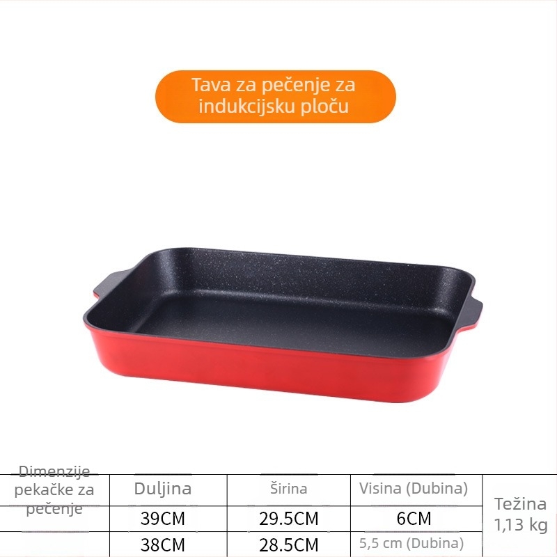 Pravokutni neprijanjajući grill pan od aluminijske legure s tehnologijom štancanja