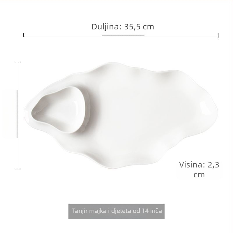 Tanjir za gyōzu i kuhane kozice s mrežastim posudom za ocat, keramika s glazurom, moderni minimalistički stil, za hotele i restorane