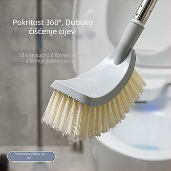 Četka za WC s dugim držalom, višestruka upotreba, tvrde čekinje, plastika, blister pakiranje