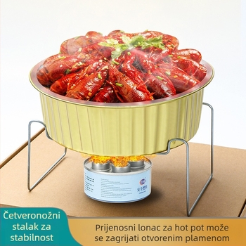 Prijenosni stalak za vrelu posudu i roštiljsku ribu sa zlatnim aluminijskim kutijom za male posude, kampiranje na otvorenom