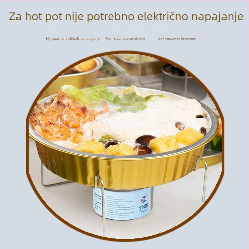 Prijenosni stalak za vrelu posudu i roštiljsku ribu sa zlatnim aluminijskim kutijom za male posude, kampiranje na otvorenom