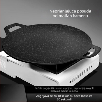 Ploča za roštilj od lijevane željeza za plinski štednjak, prenosna okrugla ploča za roštilj u korejskom stilu, za pripremu steakova, kućna i vanjska upotreba