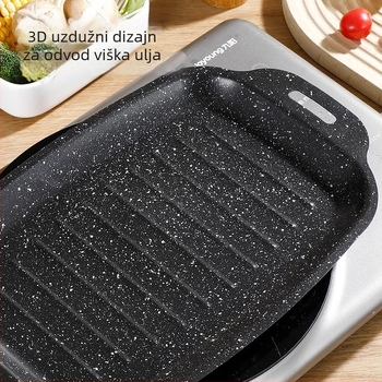 Jinshang neklizajuća grill tava za BBQ, od željeza, koreanskog stila, kompatibilna s indukcijom i otvorenim plamenom