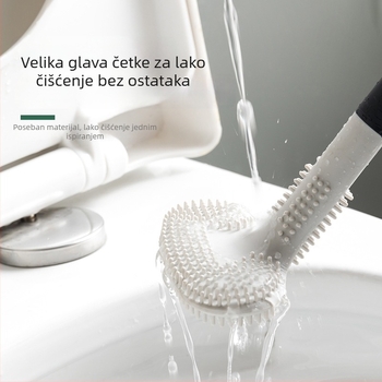 Četka za zahod s debelim dugim drškom, dvostrano mekima vlaknima, zakrivljena glava (Materijal: Plastika; ~75 g; Porijeklo: Zhejiang)