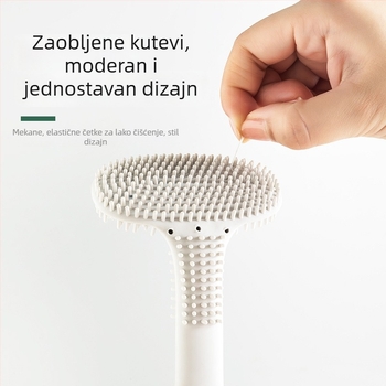 Četka za zahod s debelim dugim drškom, dvostrano mekima vlaknima, zakrivljena glava (Materijal: Plastika; ~75 g; Porijeklo: Zhejiang)