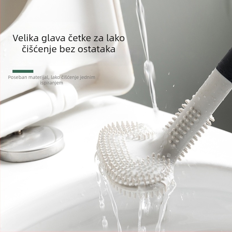 Četka za zahod s debelim dugim drškom, dvostrano mekima vlaknima, zakrivljena glava (Materijal: Plastika; ~75 g; Porijeklo: Zhejiang)