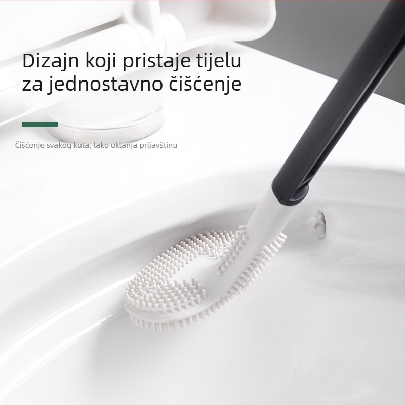 Četka za zahod s debelim dugim drškom, dvostrano mekima vlaknima, zakrivljena glava (Materijal: Plastika; ~75 g; Porijeklo: Zhejiang)