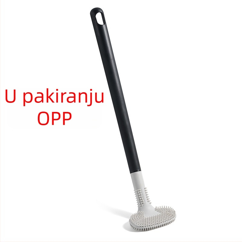 Četka za zahod s debelim dugim drškom, dvostrano mekima vlaknima, zakrivljena glava (Materijal: Plastika; ~75 g; Porijeklo: Zhejiang)