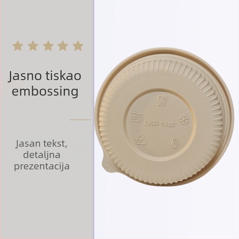 Jednokratna zdjela od kukuruznog škroba, biorazgradiva, otporna na visoke temperature, otporna na ulje i deformacije, kapacitet 900–1000 ml