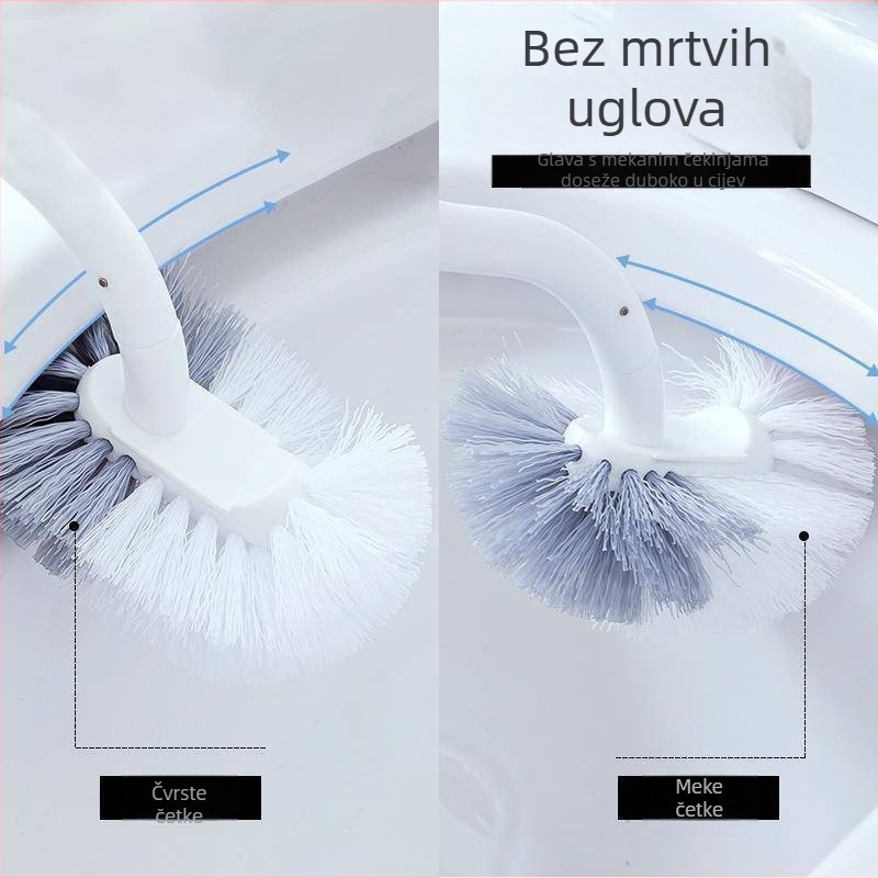 Četka za WC s dugačkim držalom, zidni držač, za čišćenje šupljina između WC-a, plastična; težina 80 g