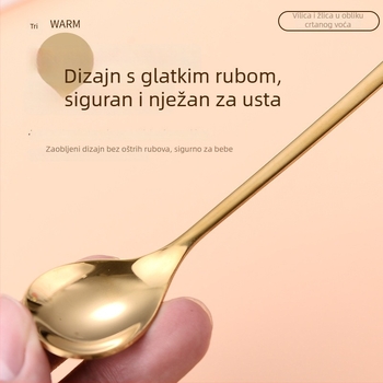 Set žlice i vilice od nehrđajućeg čelika 410, kreativni karikaturalni dizajn, ogledni finiš; mogućnost ispisa logotipa i prilagođavanja.