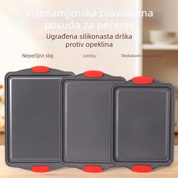 Pravokutni neprijanjajući pleh za pečenje od ugljičnog čelika za kekse i torte, pogodan za visoke temperature