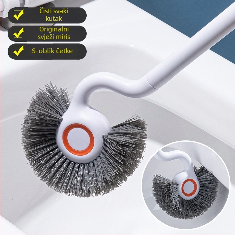 Plastična četka za WC za kućnu upotrebu, 360° čišćenje bez mrtvih kutova, produljena drška, debela polu-sferna glavica, Yi Lijie marka