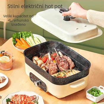 Električni višefunkcijski lonac 4–5 L, snaga 1200–1500 W, unutarnja posuda od aluminijske zlitine, regulacija temperature i zaštita od suhog paljenja
