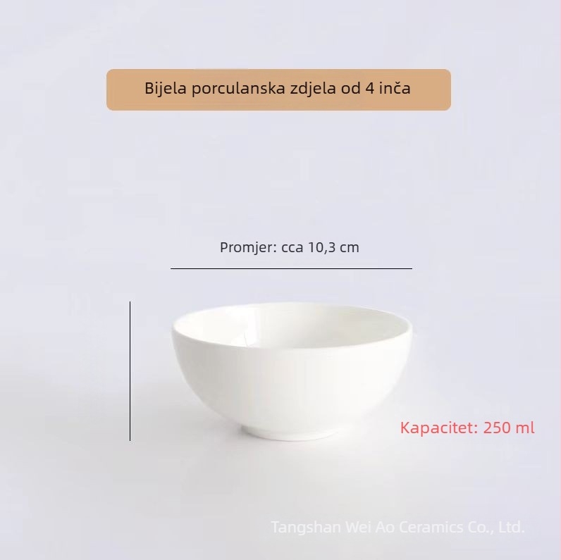 Zdjela od kostnoga porculana – okrugla, >36% kostnog praha, prilagodljiv uzorak, moguć otisak logotipa, mikrovalna sigurnost, moderni minimalistički stil, pogodna za hotele i restorane