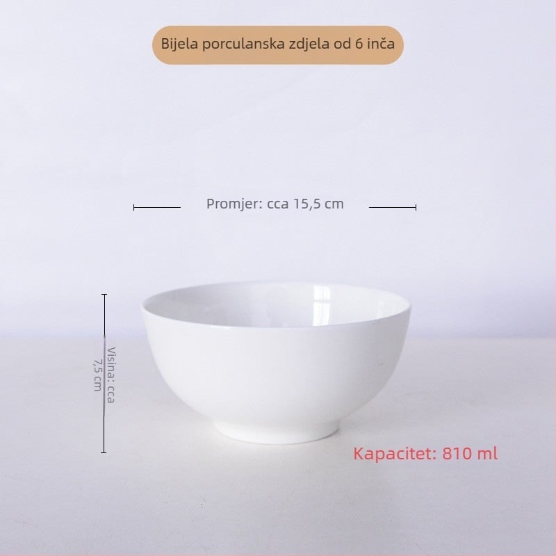 Zdjela od kostnoga porculana – okrugla, >36% kostnog praha, prilagodljiv uzorak, moguć otisak logotipa, mikrovalna sigurnost, moderni minimalistički stil, pogodna za hotele i restorane
